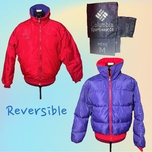 VTG 90's Mens COLUMBIA Sportswear Reversible Purple & Red Puff Down Jacket Md